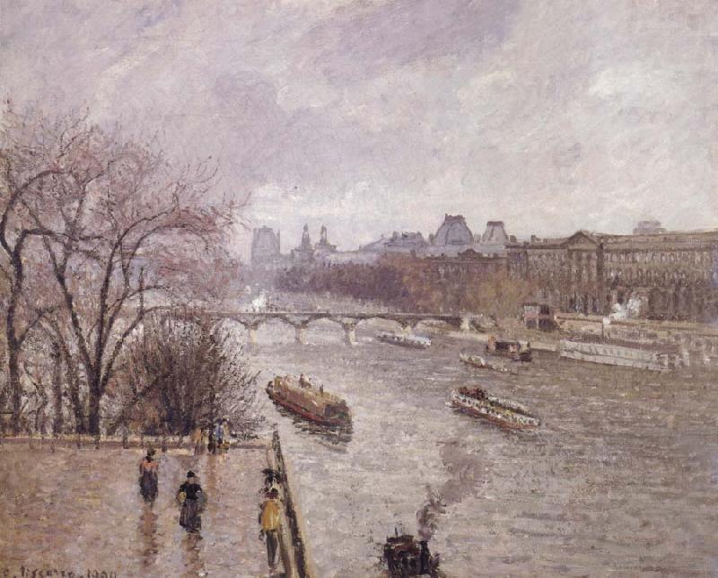 Camille Pissarro The Louvre,morning,rainy weather oil painting picture